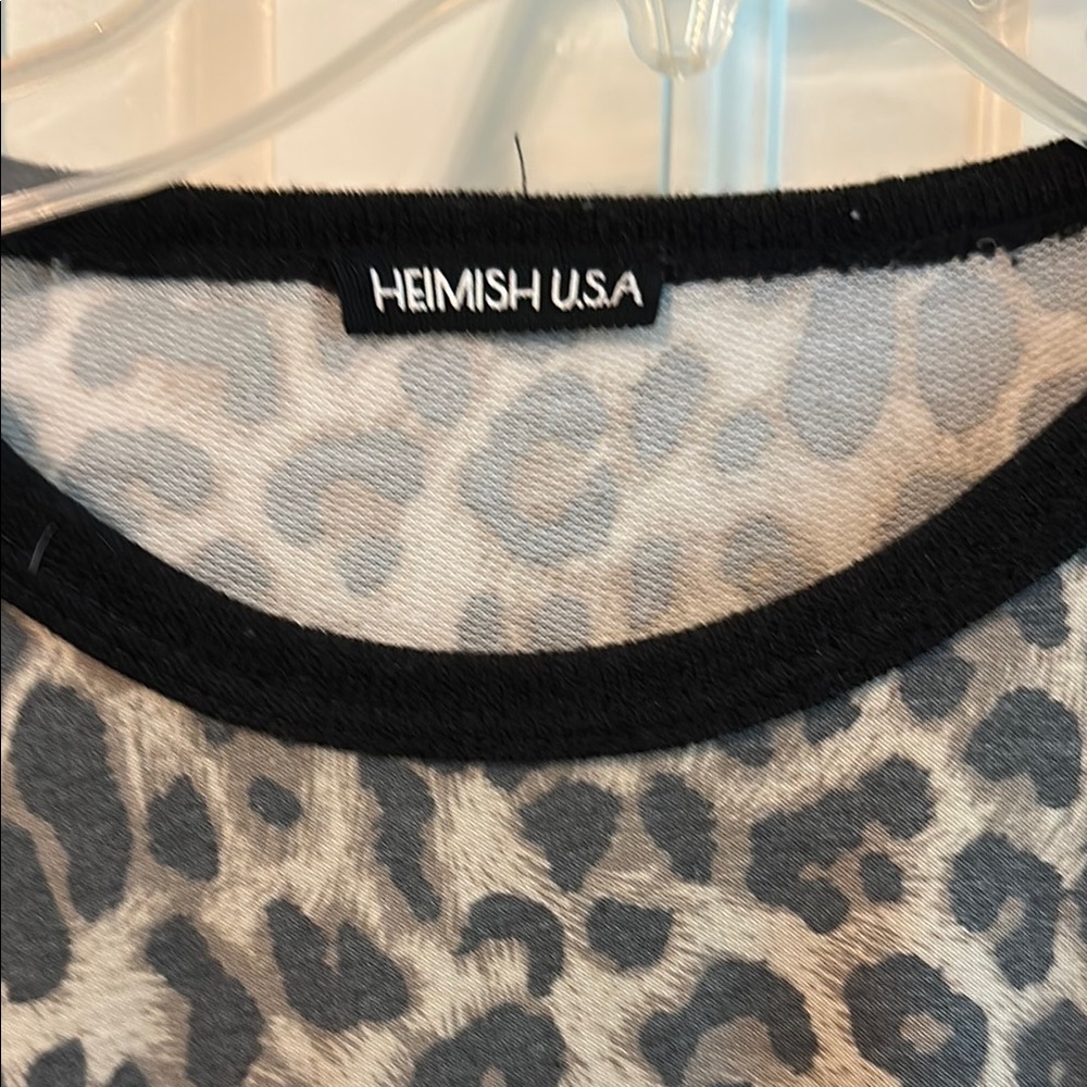 HEIMISH USA Animal Print Top in Black and Gray